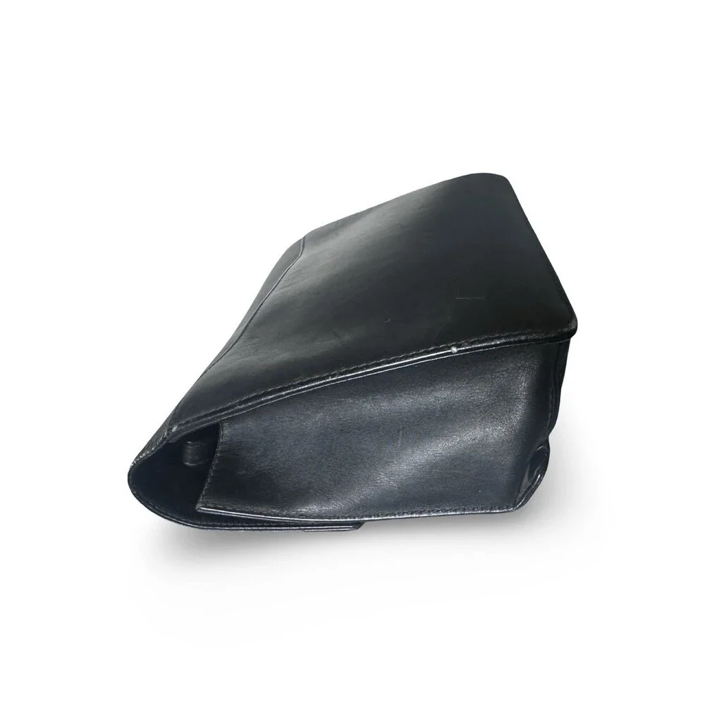Authentic dunhill Leather Second bag Clutch bag Black working lock